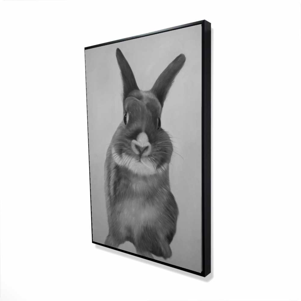 2081-3624-AN465 24 x 36 in. Funny Gray Rabbit - Framed Canvas for Home Decor - Pets Art
