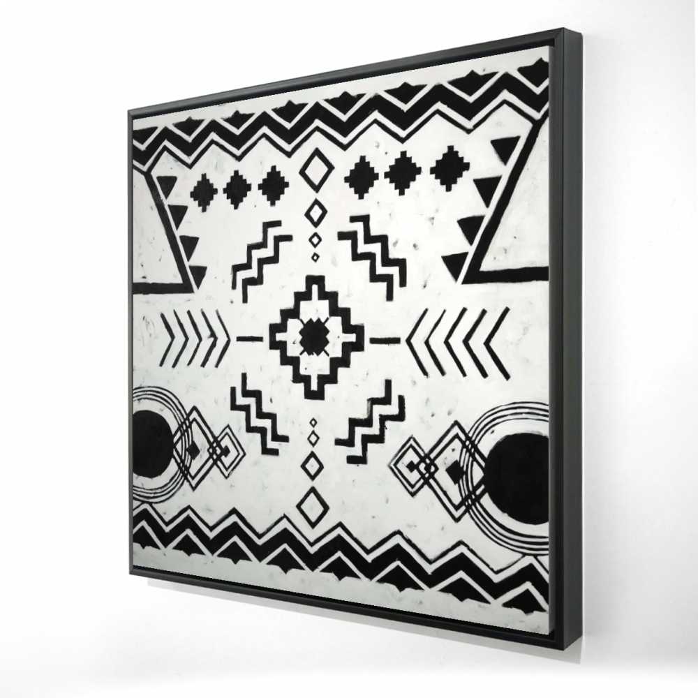 2081-3636-PA8 36 x 36 in. Ethnic Patterns - White Framed Canvas for Home Decor
