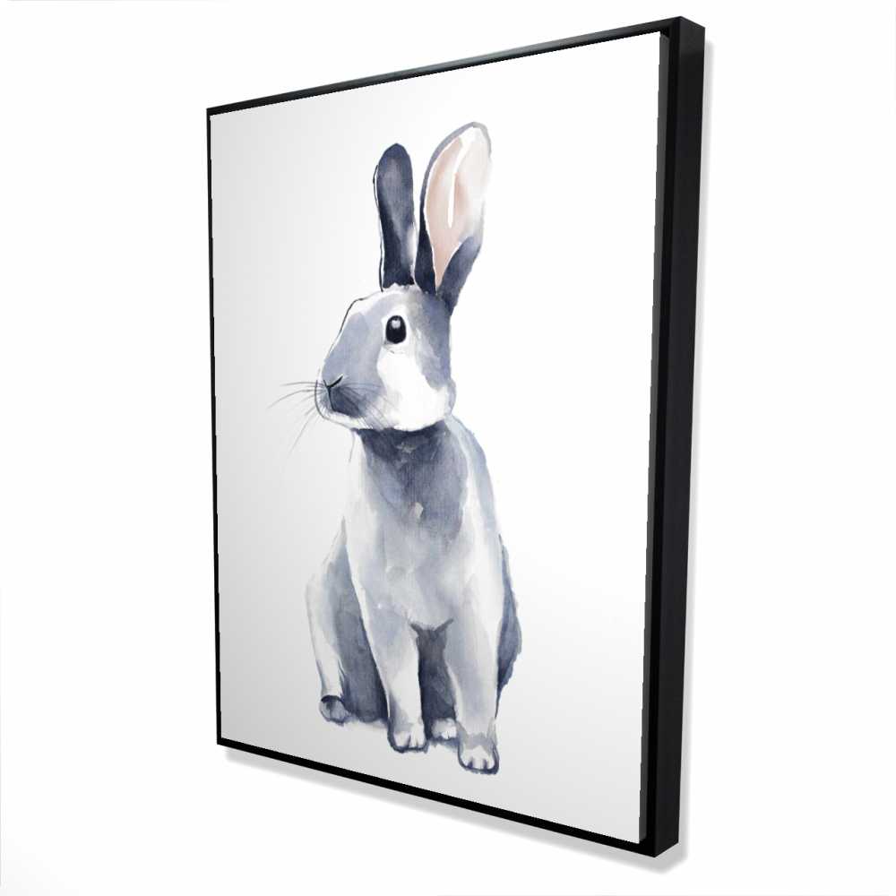 2081-4836-AN372 36 x 48 in. Gray Curious Rabbit - Framed Canvas Art for Kids Decor