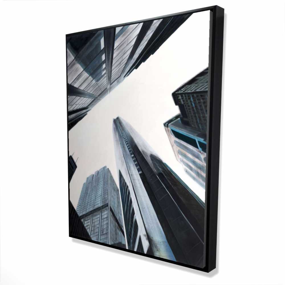 2081-4836-CI289 36 x 48 in. Perspective View of Skyscraper - Framed Canvas