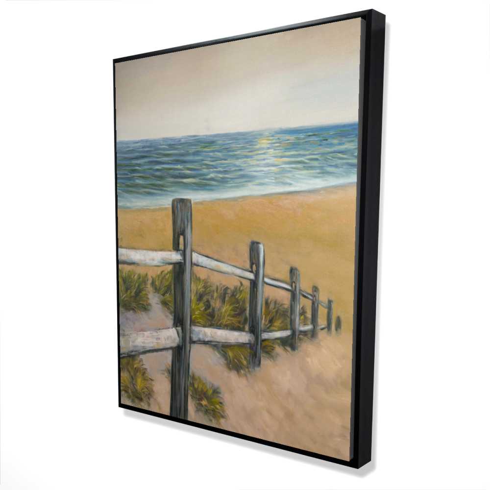 2081-4836-CO45 36 x 48 in. Quiet Seaside - Beige Coastal Framed Canvas for Home Decor