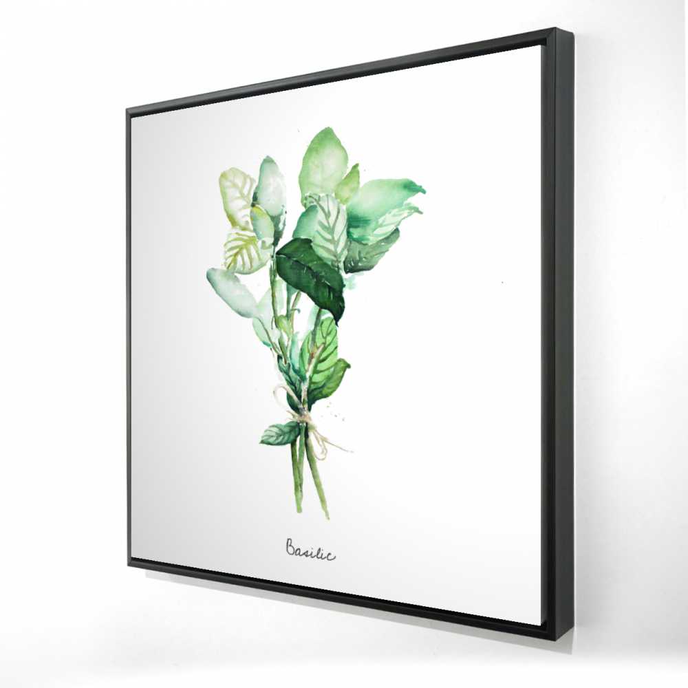 2081-3636-GA90-2 36 x 36 in. Tied Up Basil Leaves Bundle - Illustrative Framed Canvas