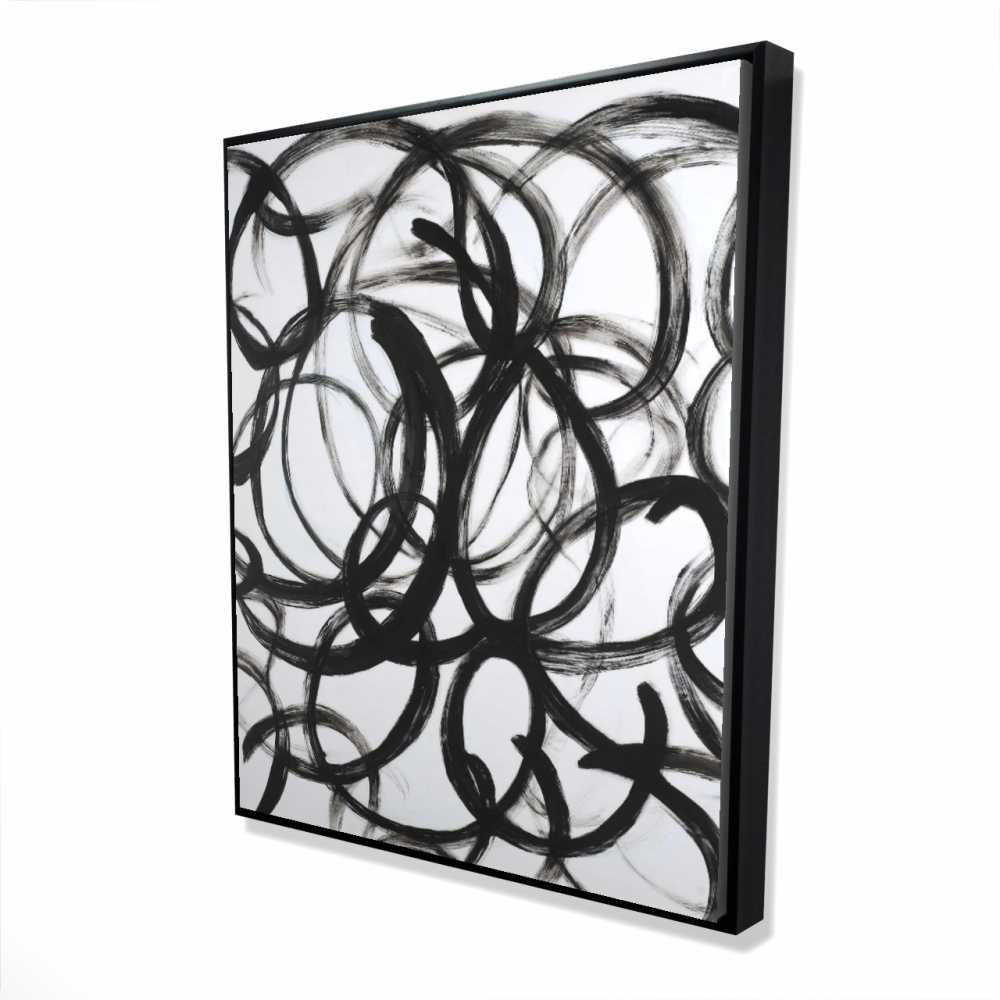 2081-6048-AB32 48 x 60 in. Abstract Curly Lines - Framed Canvas Art for Home Decor