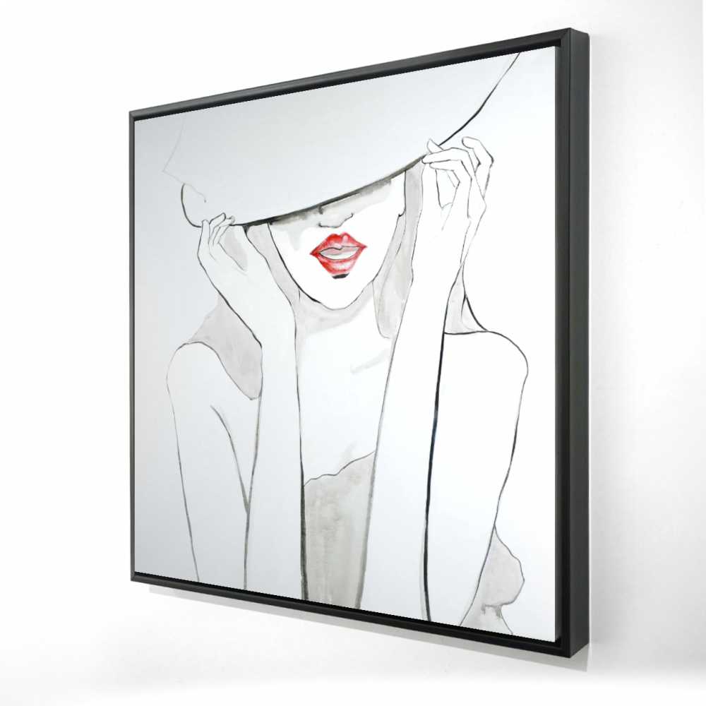 2081-3636-FA21 36 x 36 in. Woman with Big Hat - Figurative Bathroom Canvas Art - Decor