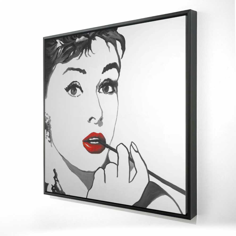 2081-3636-FI19 36 x 36 in. Audrey Hepburn Outline Style Canvas - Black Framed Decor