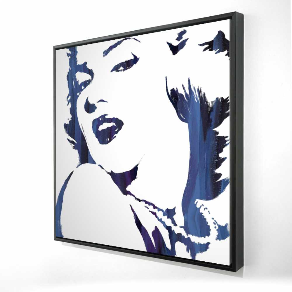 2081-3636-FI20-1 36 x 36 in. Marilyn Monroe in Blue - Retro Figurative Framed Canvas
