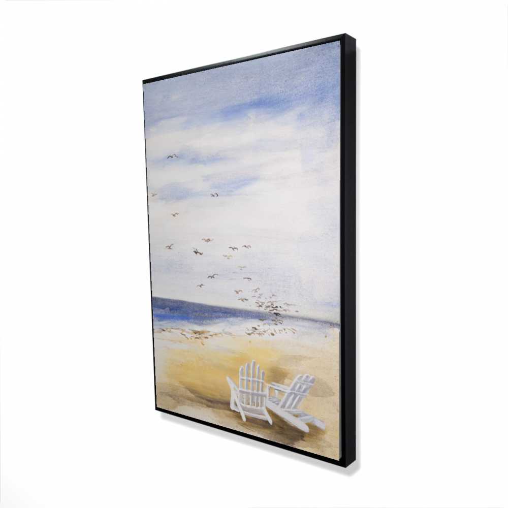 2081-3624-CO14 24 x 36 in. Day at the Beach - Coastal Living Room Framed Canvas Decor
