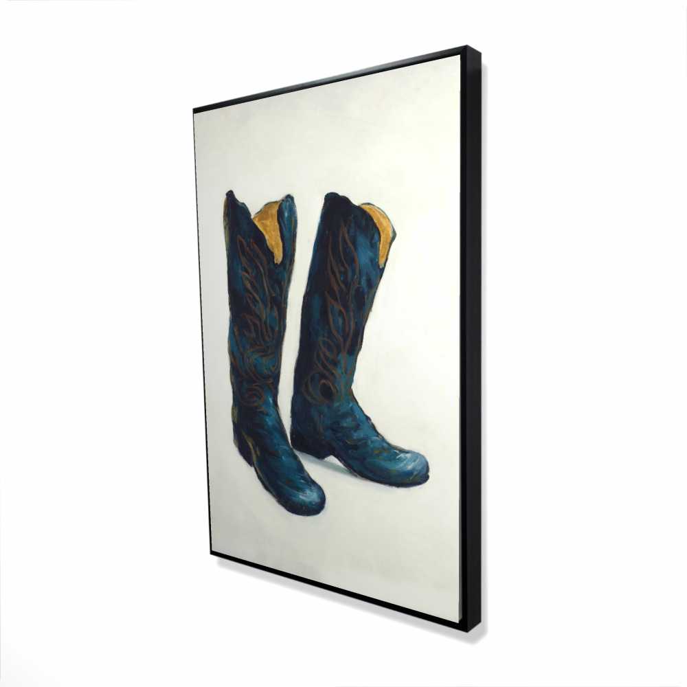 2081-3624-FA8 24 x 36 in. Leather Cowboy Boots - Western Man Framed Canvas Decor