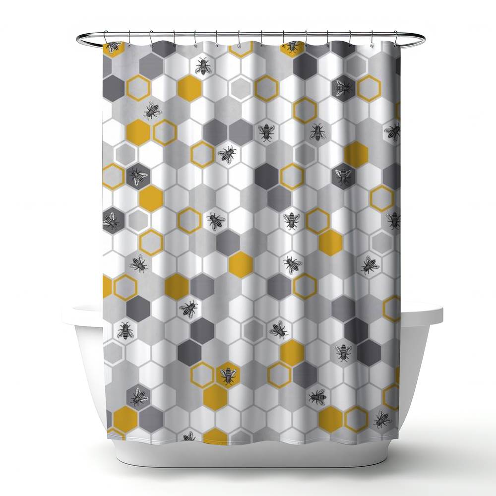 4240-7174-MI50 71 x 74 in. Beehive Pattern Insect Shower Curtain - Childrens Decor