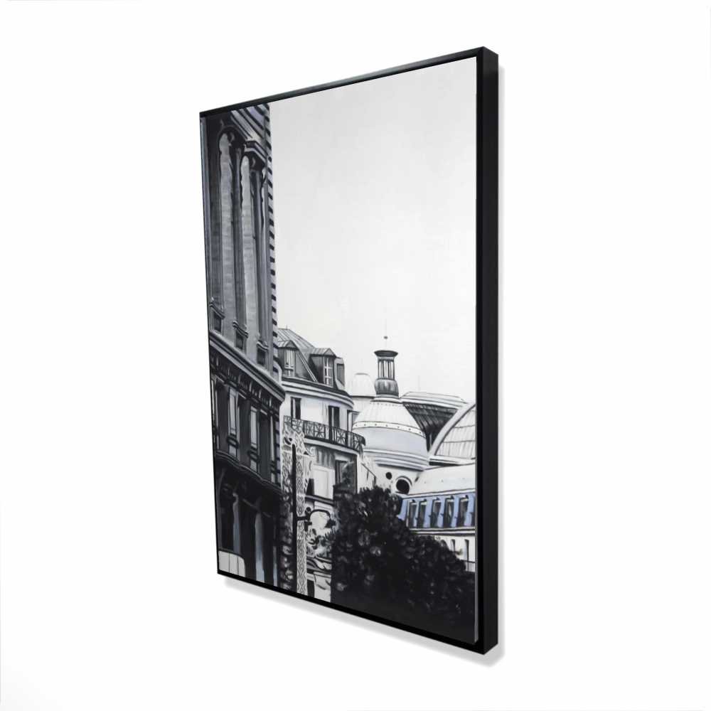 2081-3624-AR5 24 x 36 in. Historic Downtown Blue Building Framed Canvas - Home Decor