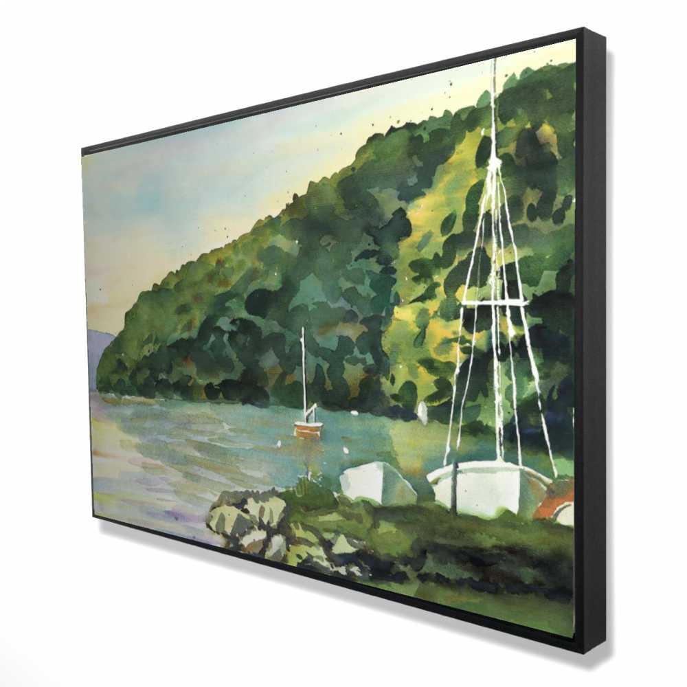 2081-2436-CO125 24 x 36 in. Sailboat Day - Beach Coastal Framed Canvas Home Decor Art