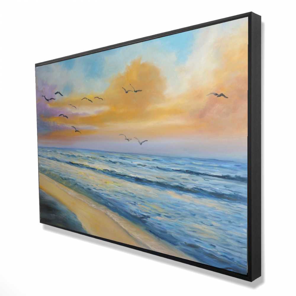 2081-2436-CO61 24 x 36 in. Breathtaking Tropical Sunset - Exotic Blue Framed Canvas