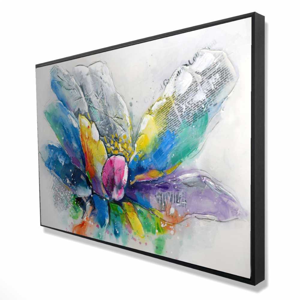 2081-2436-FL61 24 x 36 in. Abstract Flower with Sapper - Framed Botanical Canvas Art