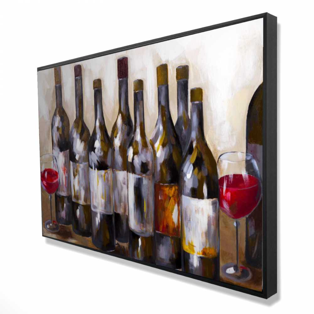 2081-2436-GA35 24 x 36 in. Red Wine Still Life Beige Framed Canvas for Home Decor