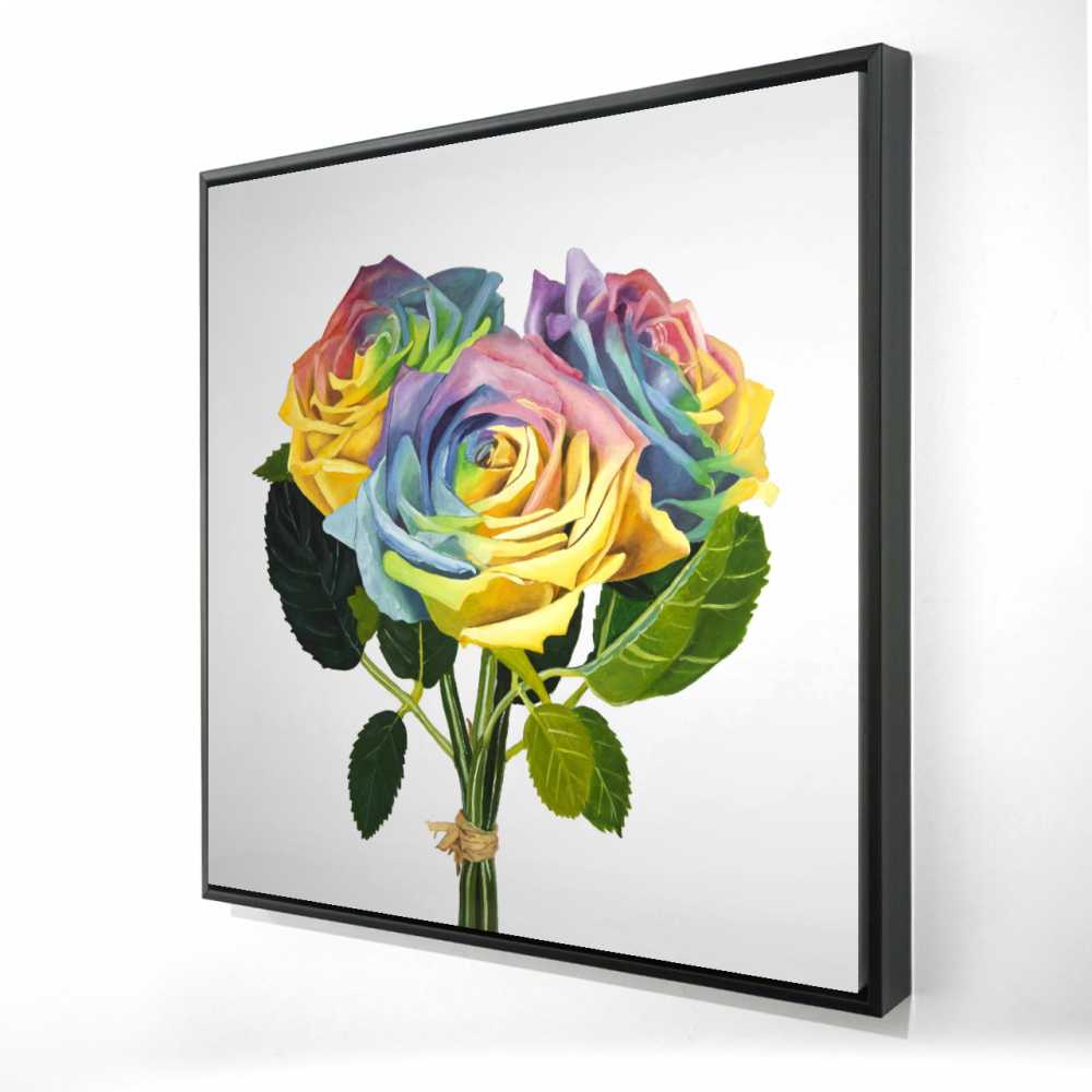 2081-3636-FL349 36 x 36 in. Bouquet of Rainbow Roses - American Flowers Canvas Decor