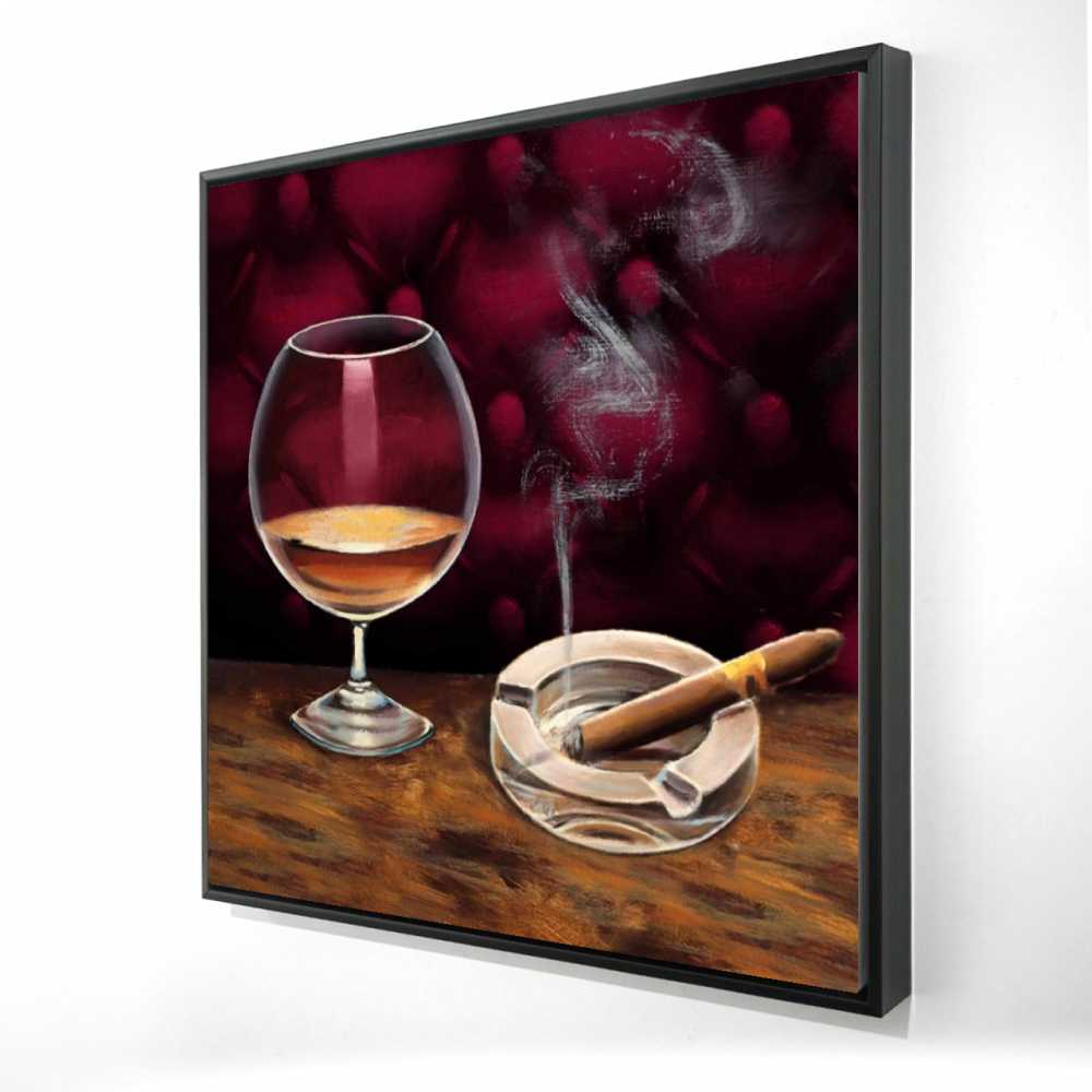 2081-3636-GA8 36 x 36 in. Alcohol & Cigar Still Life Canvas - Home Decor Art