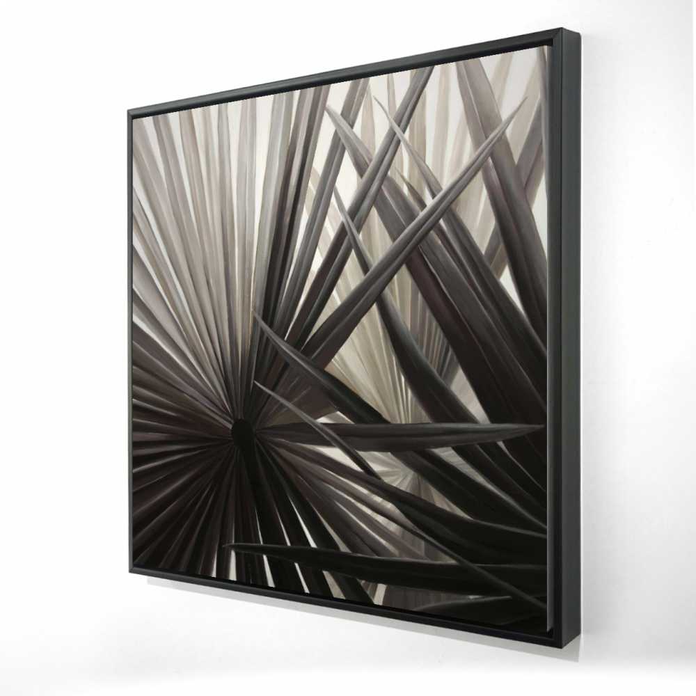 2081-3636-FL293 36 x 36 in. Grayscale Tropical Plants - Botanical Canvas Art