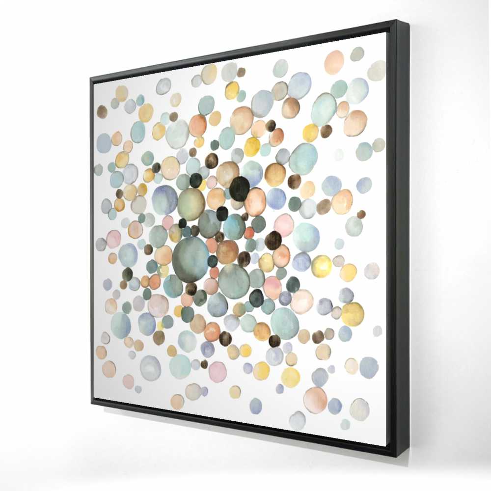 2081-3636-AB90 36 x 36 in. Little Bubbles - Beige Minimalist Framed Canvas Decor