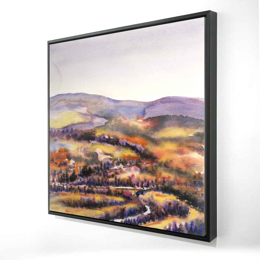 2081-3636-LA156 36 x 36 in. Beautiful Hills - Office Mountains Framed Canvas Decor