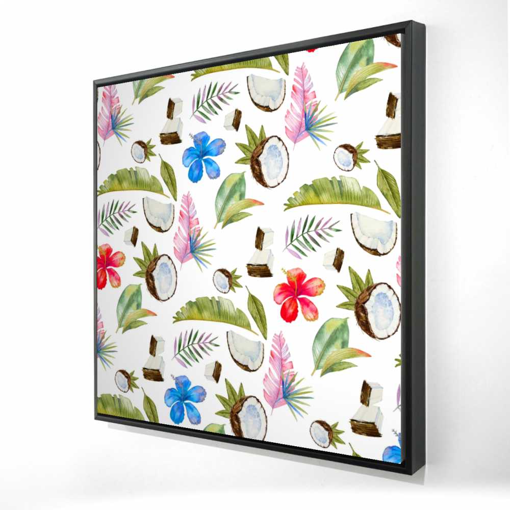 2081-3636-PA10 36 x 36 in. Tropical Pattern - Exotic Leaves Framed Canvas