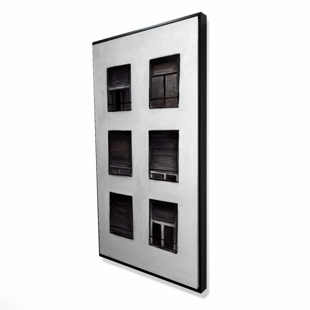 2081-4824-CI274 24 x 48 in. Windows - Monochrome Building Framed Canvas for Home Decor
