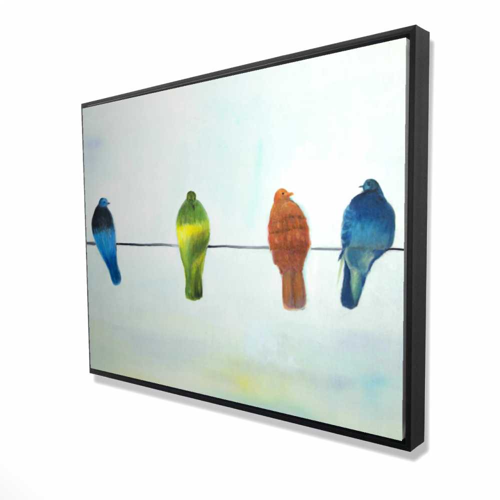 2081-3648-AN481 36 x 48 in. Perched Abstract Birds - Framed Canvas for Home Decor