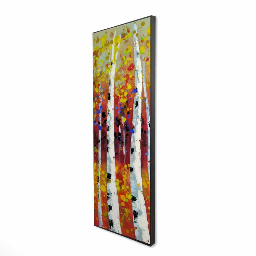 2081-6020-LA2 20 x 60 in. Colored Birches - Yellow Bedroom Framed Canvas Home Decor