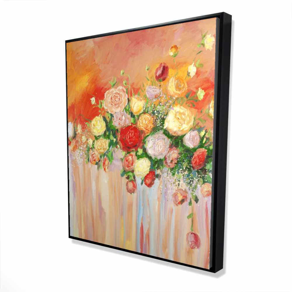 2081-6048-FL155 48 x 60 in. Bouquet of Multicolor Abstract Flowers - Romantic Bedroom Canvas