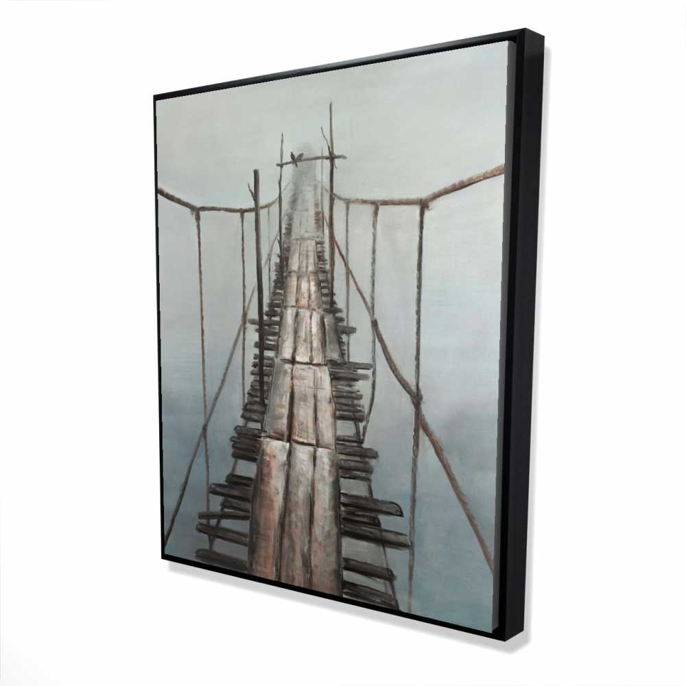 2081-6048-LA47 48 x 60 in. Old Abandoned Bridge - Gray Framed Canvas for Home Decor