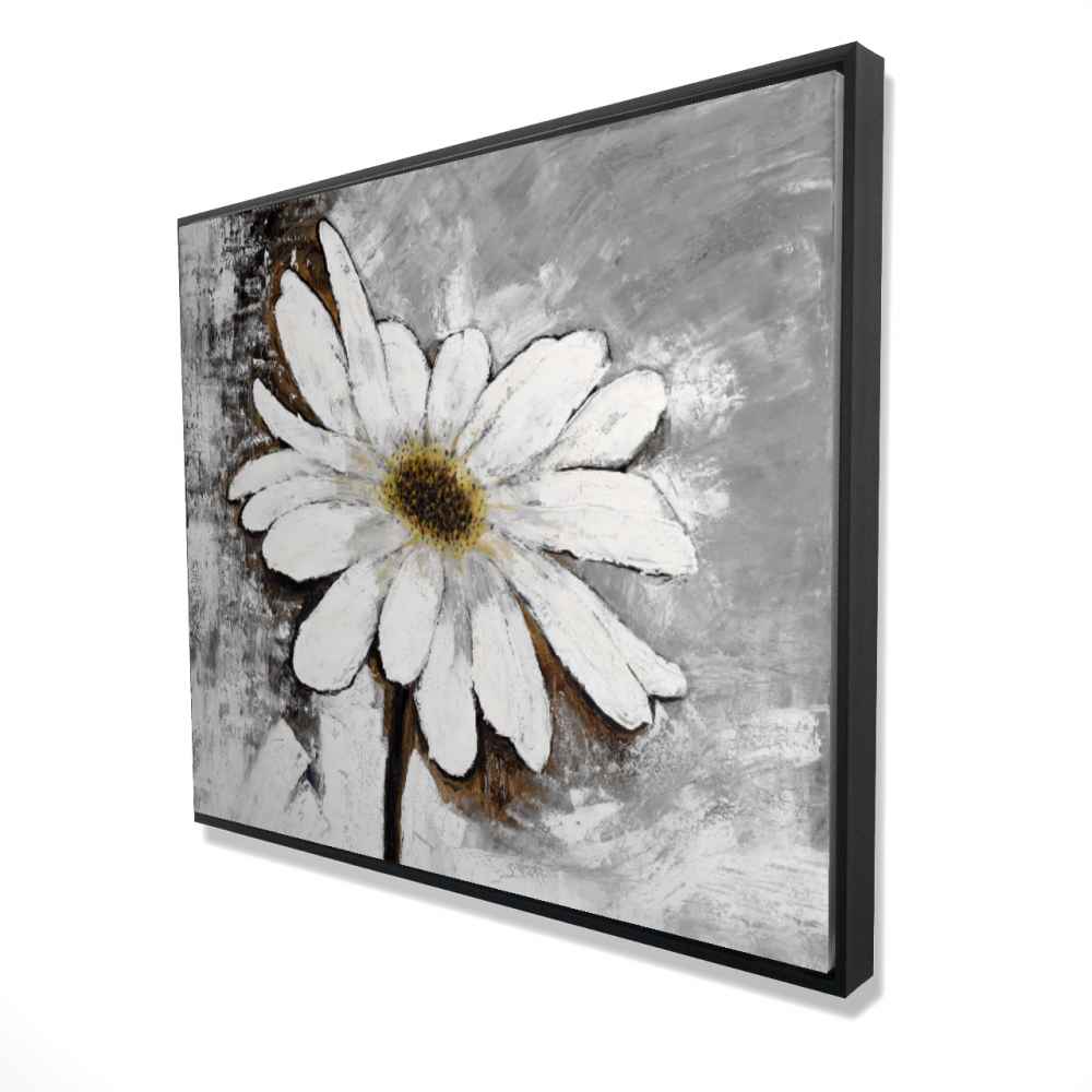 2081-4860-FL145 48 x 60 in. Abstract Daisy - Gray Botanical Framed Canvas Home Decor