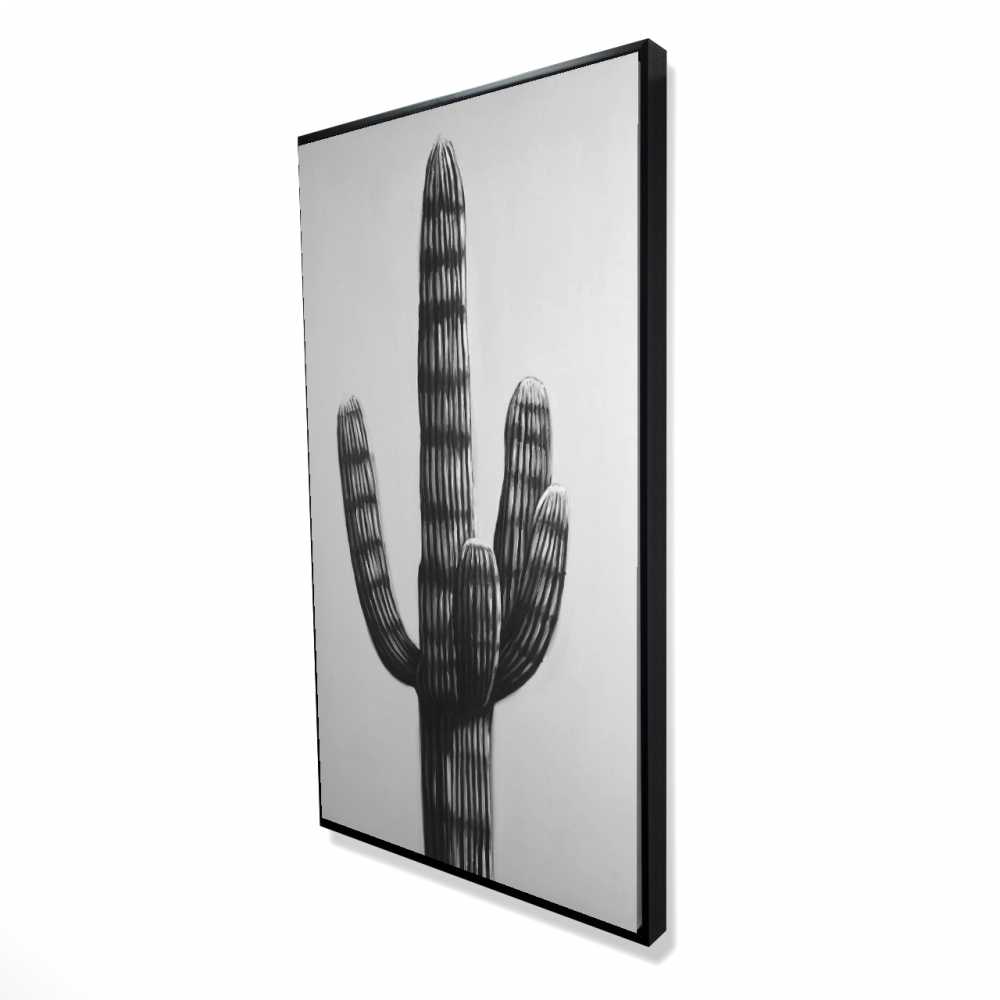 2081-4824-FL196 24 x 48 in. Large Cactus Botanical Canvas - White Framed Home Decor