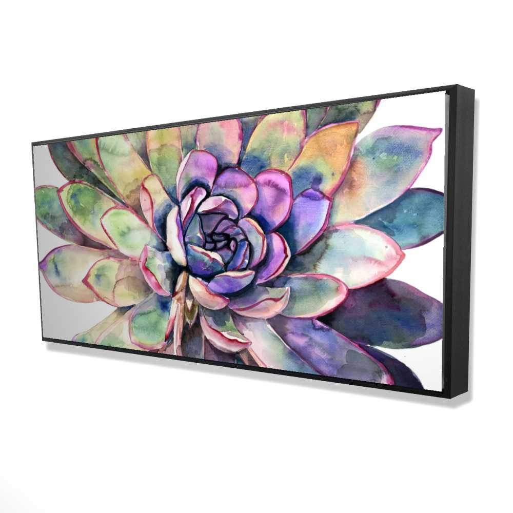 2081-2448-FL361 24 x 48 in. Multicolored Succulent - Exotic Framed Canvas for Home Decor