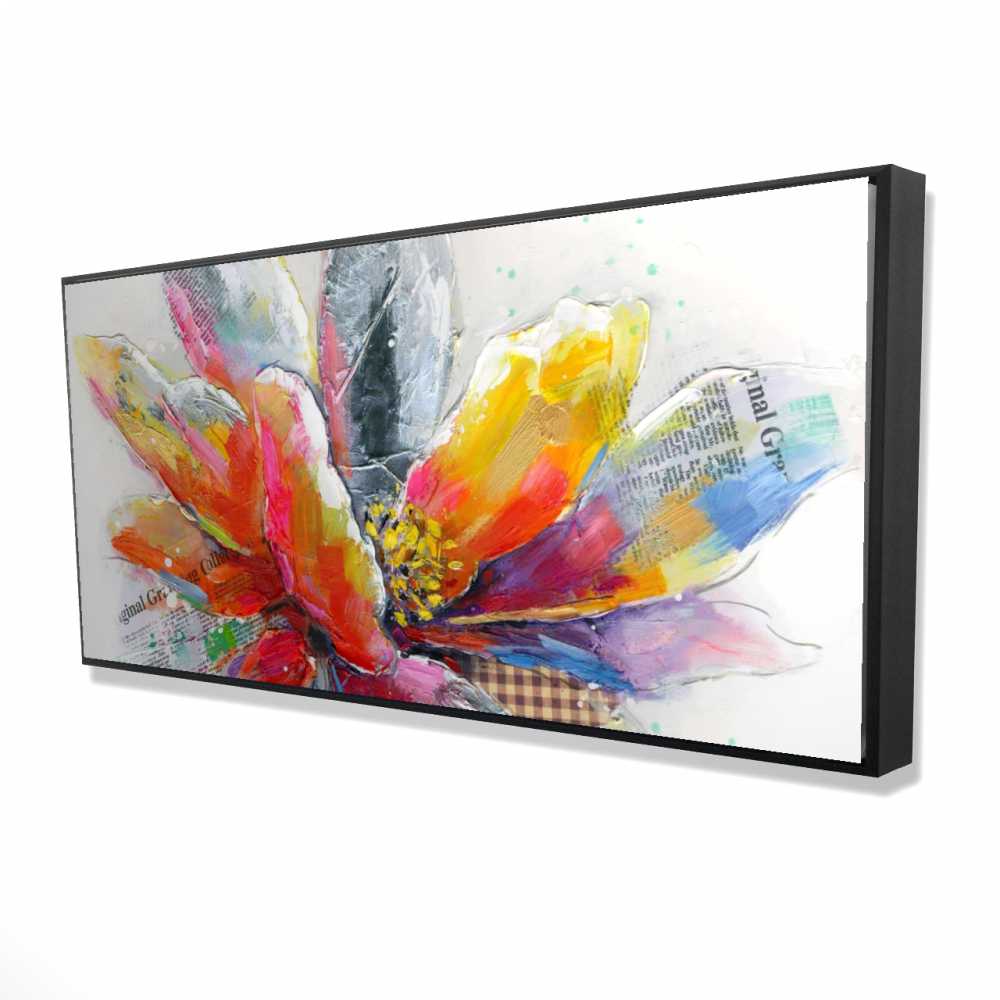 2081-2448-FL62 24 x 48 in. Abstract Flower with Texture - Framed Canvas for Home Decor