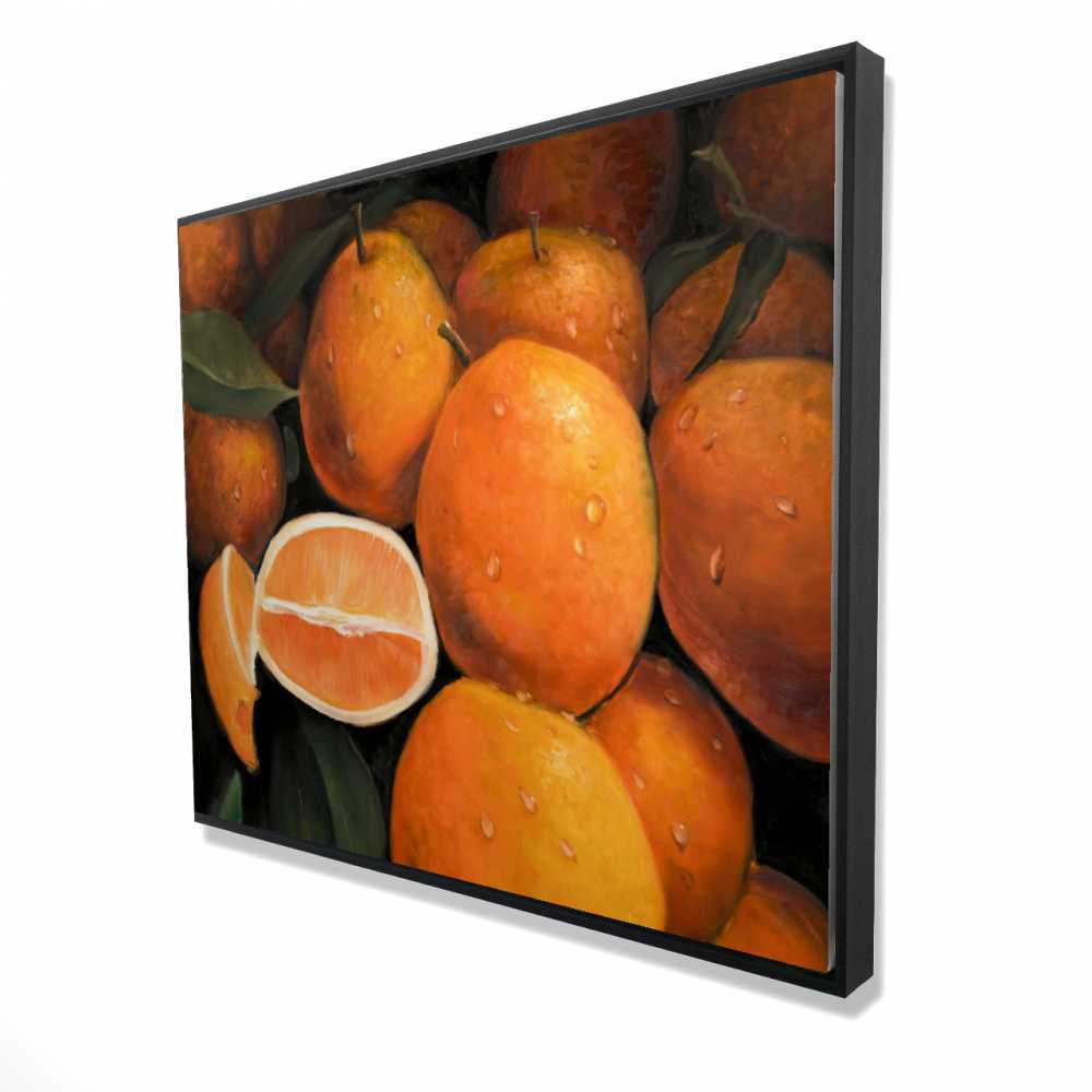2081-4860-GA59 48 x 60 in. Fresh Oranges - Hyperrealist Kitchen Framed Canvas Decor