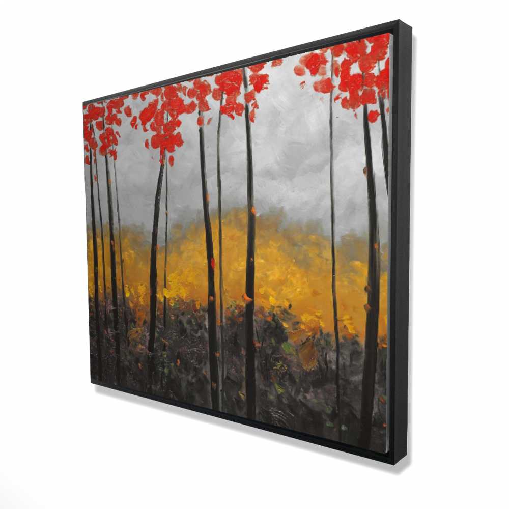 2081-4860-LA111 48 x 60 in. Abstract Autumn Trees - Gray Framed Canvas for Home Decor