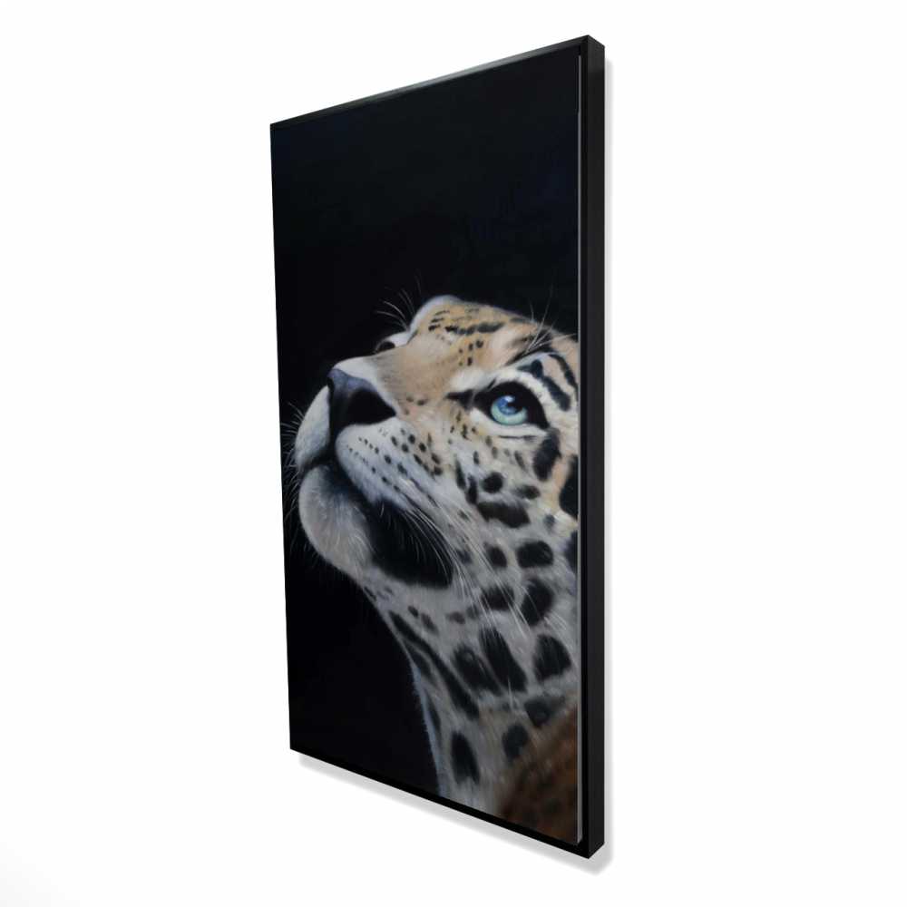 2081-4824-AN417 24 x 48 in. Realistic Leopard Face - Feline Brown Framed Canvas Decor