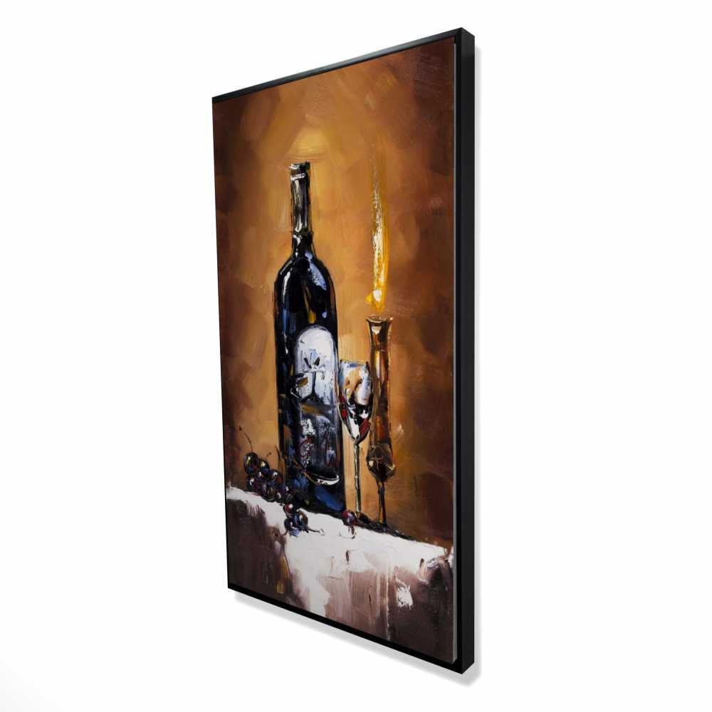 2081-4824-GA22 24 x 48 in. Candlelit Wine - Romantic Kitchen Framed Canvas Decor
