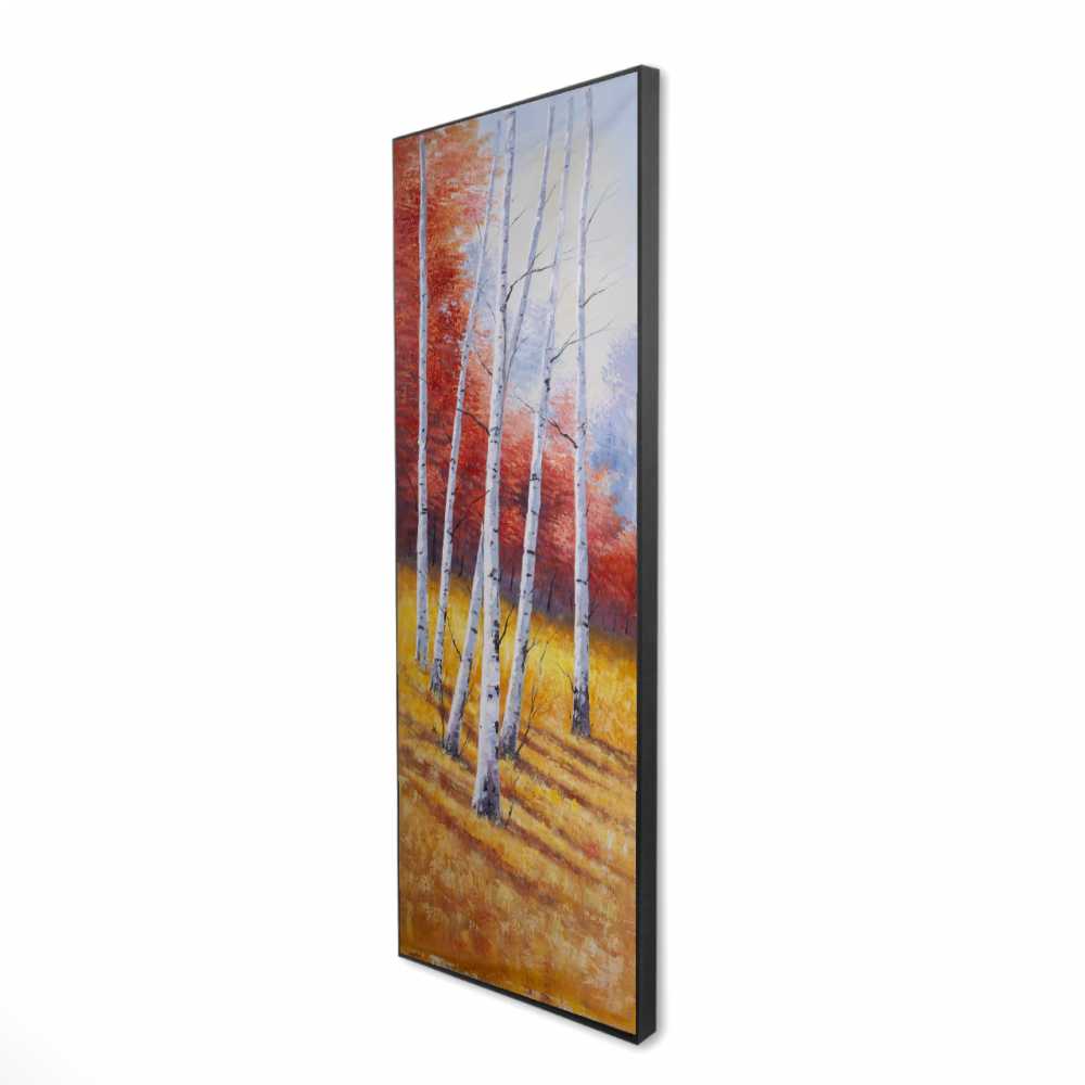 2081-6020-LA23 20 x 60 in. Fall Landscape with Birches - Red Modern Framed Canvas Decor
