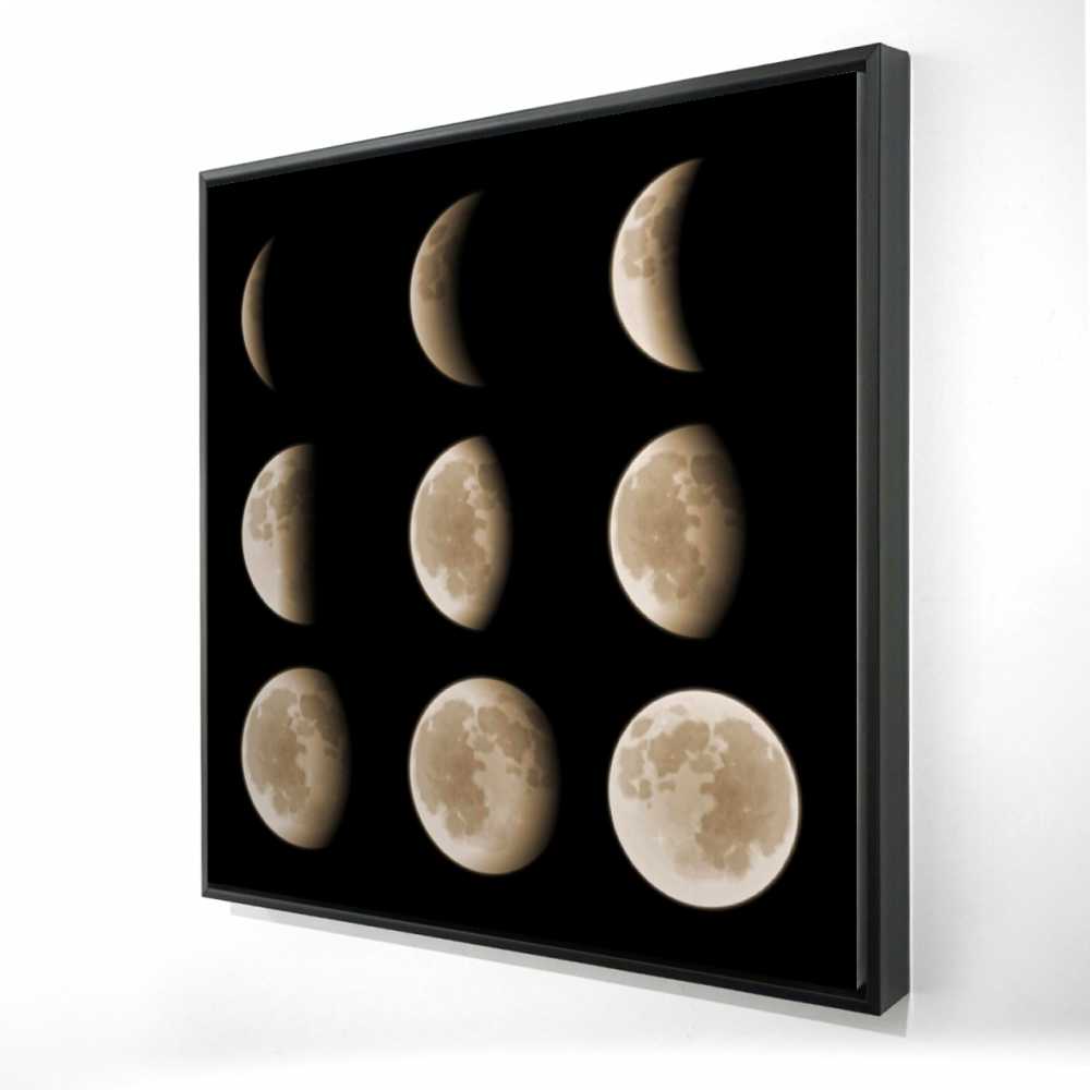 2081-3636-EA3 36 x 36 in. Eclipse in Nine Phases - Modern Framed Canvas Art for Home
