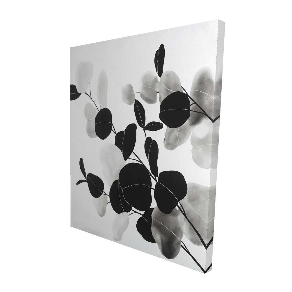 2080-6048-FL212 48 x 60 in. Grayscale Branches with Leaves - Still Life Gray Canvas Art