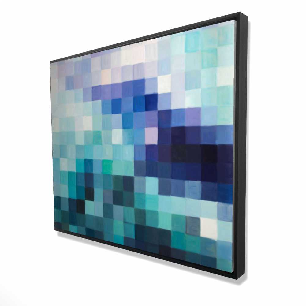 2081-4860-MI103 48 x 60 in. Pixelized Landscape - Modern Turquoise Framed Canvas Decor