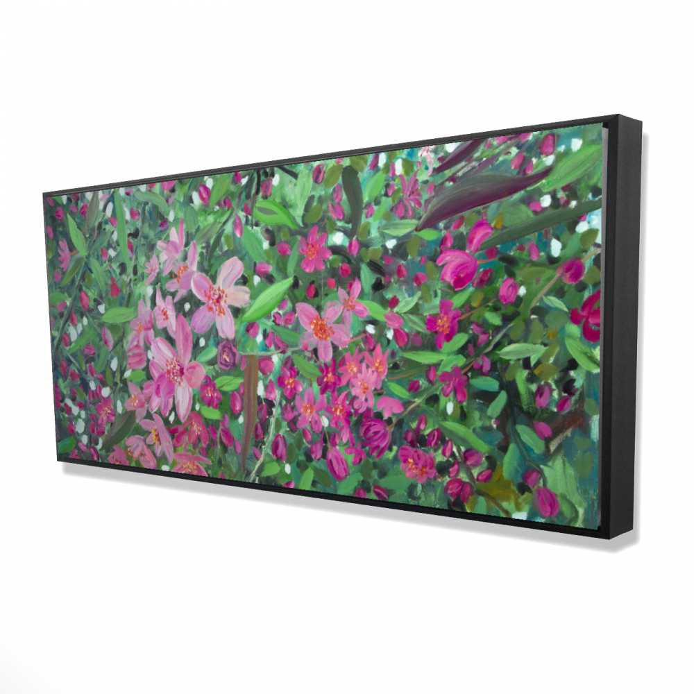 2081-2448-FL373 24 x 48 in. Cherry Tree Blooming - Framed Canvas Bedroom Decor Art