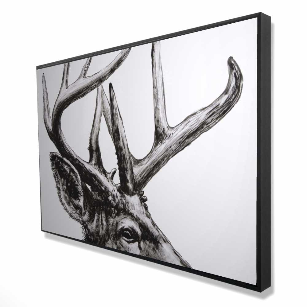 2081-2436-AN474 24 x 36 in. Roe Deer Plume - Framed Canvas Office Decor for Home