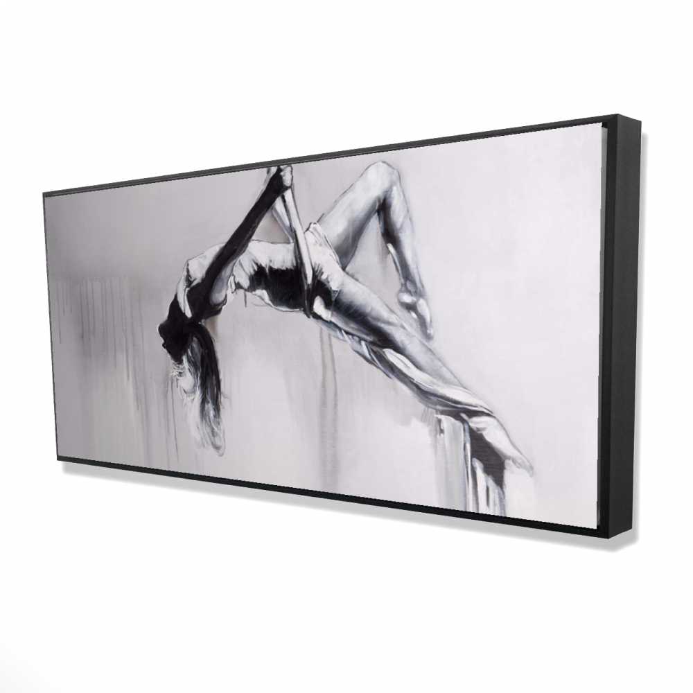 2081-2448-SP35 24 x 48 in. Dancer on Aerial Contortion - Monochrome White Framed Canvas
