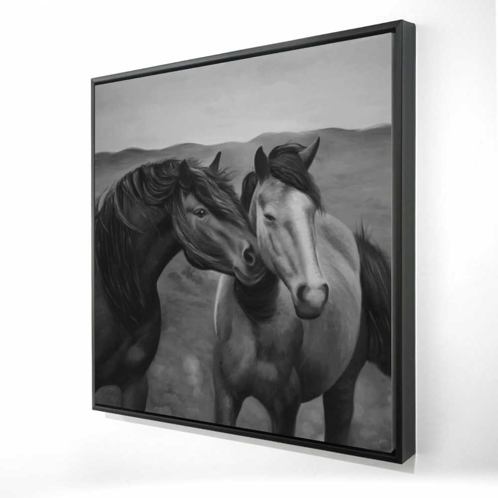 2081-3636-AN415 36 x 36 in. Tenderness - Animals Black Framed Canvas for Home Decor