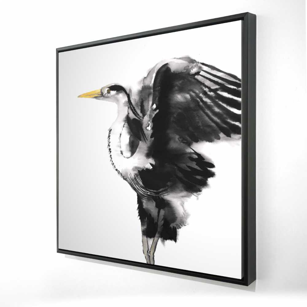 2081-3636-AN447 36 x 36 in. Heron Black Bathroom Framed Canvas - Elegant Home Decor