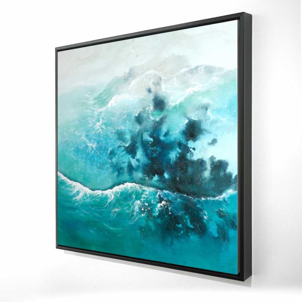 2081-3636-CO59 36 x 36 in. Seaside of the Caribbean - Waves Marine Framed Canvas Art
