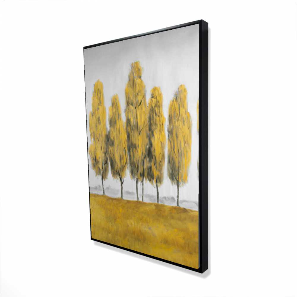 2081-3624-LA80 24 x 36 in. Abstract Yellow Trees - Framed Canvas Bedroom Decor