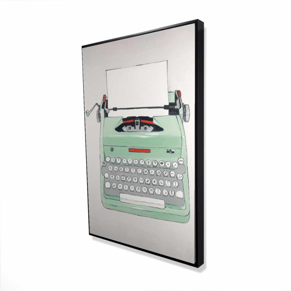 2081-3624-MI72-1 24 x 36 in. Mint Typewriter - Retro Framed Canvas for Home Decor