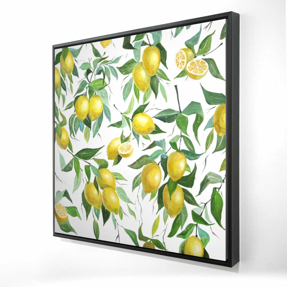2081-3636-GA119 36 x 36 in. Lemon Pattern - Gastronomy Illustrated Framed Canvas Art